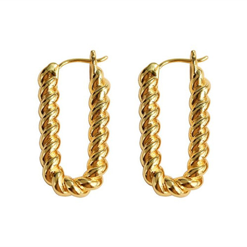 Fashion U shape brass jewelry long classic twisted earrings for women